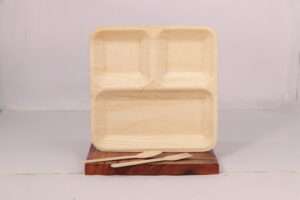 Areca palm leaf Sqaure Compartment Plates
