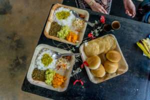 Areca leaf plates are strong disposable plates for desi foods